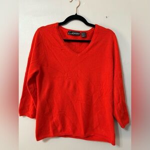 Lusso Cashmere V-Neck Sweater - Vibrant Red